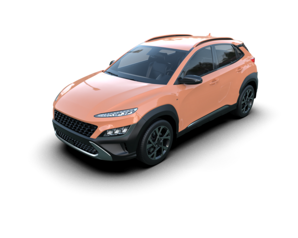 Beyaz arka planda turuncu gradyanı olan modern bir araba. 3d illüstrasyon