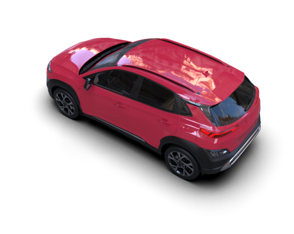 Kırmızı araba beyaz arka planda izole edildi