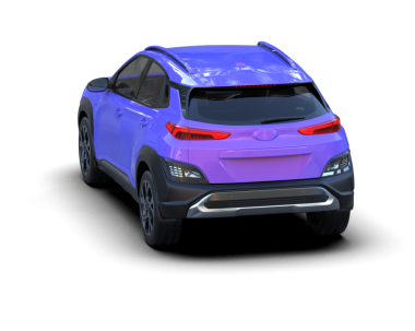 Mavi modern araba gri arka planda izole edilmiş. 3d oluşturma.