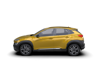 Beyaz arka planda sarı SUV