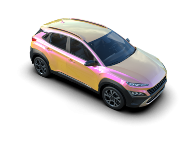 Beyaz arka planda modern küçük bir araba. 3d oluşturma