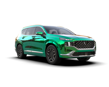 Yeşil arka planda bir araba. 3d illüstrasyon