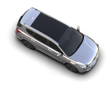 Siyah arka planda bir araba. 3d illüstrasyon