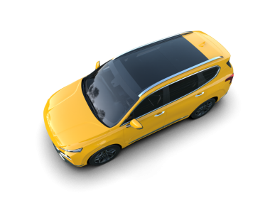 Sarı araba arka planda izole edilmiş. 3D görüntüleme - illüstrasyon