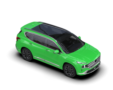 Modern yeşil arabanın gerçekçi 3 boyutlu görüntüsü beyaz arkaplanda izole edilmiş.