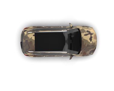 İzole edilmiş siyah arkaplanı olan yansıtıcı bir arabanın 3 boyutlu canlandırması