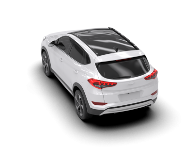 Modern araba arka planda izole edilmiş. 3D görüntüleme - illüstrasyon