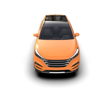 Turuncu araba beyaz arka planda izole edilmiş. 3d oluşturma