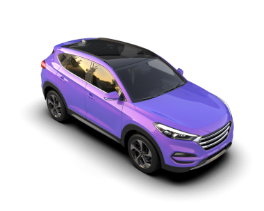 Beyaz bir arka plan üzerinde pembe araba