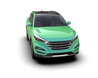 beyaz arkaplanda yeşil araba.