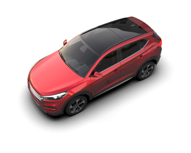 Kırmızı cip gri arka planda izole edildi. 3D görüntüleme - illüstrasyon