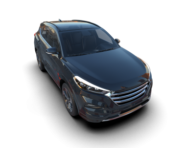 siyah modern araba beyaz arka planda izole edildi