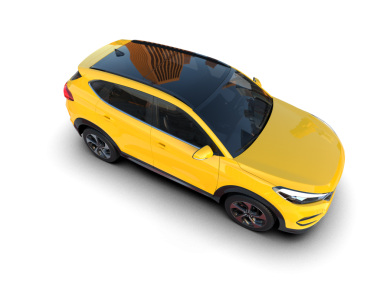 Beyaz üzerinde sarı bir araba.