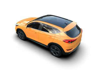 Modern araba arka planda izole edilmiş. 3D görüntüleme - illüstrasyon