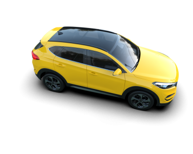 sarı modern araba beyaz üzerine izole.