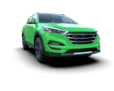 Uzun gölgeli yeşil modern bir araba. Beyaz üzerine izole edilmiş. 3d oluşturma