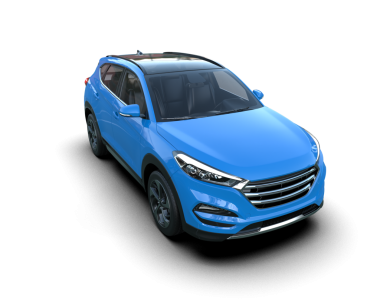 Siyah arka planda mavi araba. 3d oluşturma