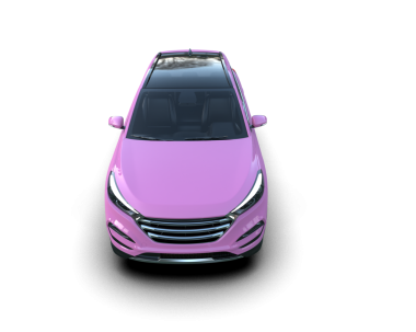 Gri arka planda izole edilmiş pembe modern araba.