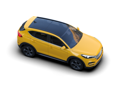 Siyah stüdyo arka planında izole edilmiş modern kompakt bir arabanın 3 boyutlu görüntüsü