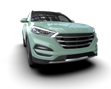 Yeşil modern araba beyaz arka planda izole edilmiş. 3d oluşturma