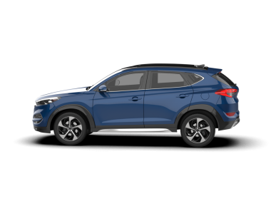 Modern SUV arabası, beyaz arka planda izole edilmiş.