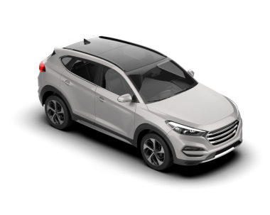 Beyaz arka planda beyaz bir arabanın 3 boyutlu canlandırması