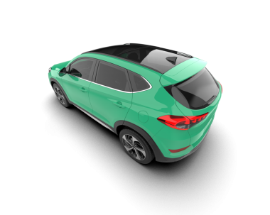 3 boyutlu araba sedanı beyaza boyanıyor.