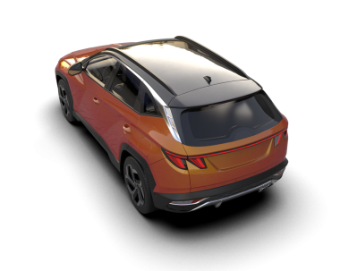 Beyaz arka planda izole edilmiş modern elektrikli araba. 3d illüstrasyon