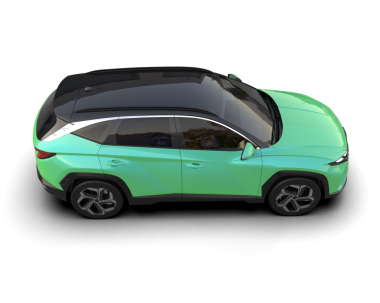 yeşil elektrikli araba beyaz arkaplanda izole edildi