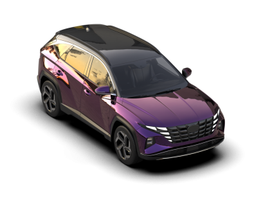 Siyah arka planda pembe çizgili modern SUV 3 boyutlu görüntüleme - 3 boyutlu resimleme