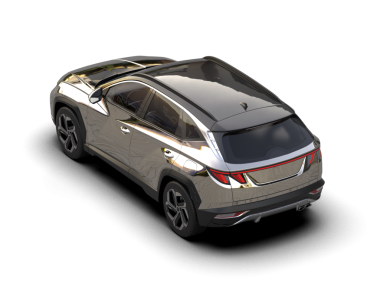 Siyah çizgili, koyu renkli gümüş renkli bir SUV. 3d oluşturma