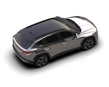 Beyaz arka planda gölgesi olan gümüş metalik bir araba. Yan görünüş. ön görünüm.