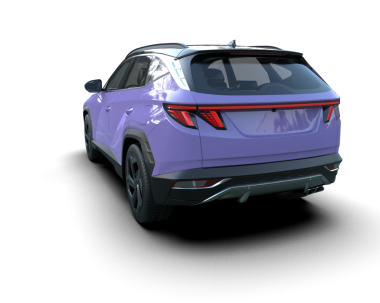 Modern mor ve pembe çizgili modern SUV siyah arka planda gölgeli. 3d oluşturma.