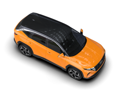 turuncu modern elektrikli araba beyaz arka planda izole edilmiş. 3 boyutlu.