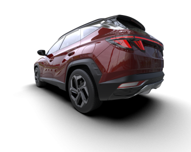 modern SUV otomobili kırpma yolu ile izole edildi. 3d oluşturma