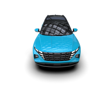 modern mavi araba 3D görüntüleme