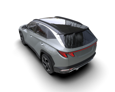 Gri arka planda bir araba. 3d oluşturma