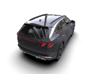 Siyah arka planda bir araba. 3D görüntüleme - 3d illüstrasyon