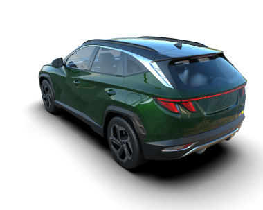 modern yeşil araba siyah arka planda kırpma yolu ile izole edildi. 3d oluşturma