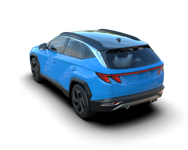 Gri arka planda modern kompakt şehir arabası. 3 Boyutlu Hazırlama