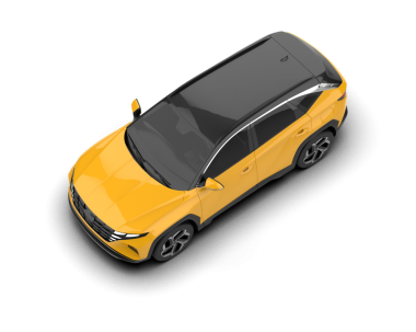 Modern sarı araba beyaz arka planda izole edilmiş. 3d illüstrasyon