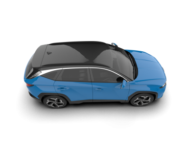 mavi araba beyaz arkaplanda izole edildi