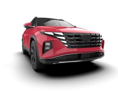 Kırmızı gradyanı olan gerçekçi bir araba. 3d oluşturma