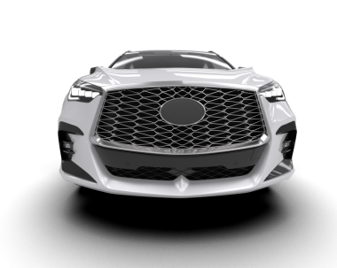 Beyaz arka planda izole edilmiş gerçekçi bir araba