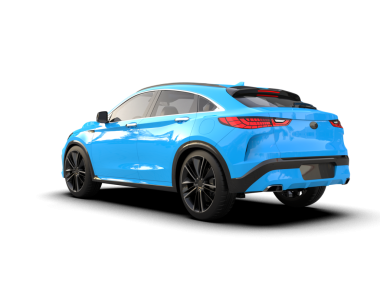 beyaz arka planda modern mavi araba 3 boyutlu görüntüleme.