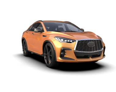 Modern araba arka planda izole edilmiş. 3D görüntüleme - illüstrasyon