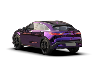 kırpma yolu ve 3 boyutlu illüstrasyonla arka planda izole edilmiş mor araba