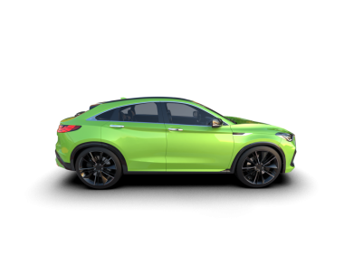 Siyah arka planda izole edilmiş yeşil bir spor arabanın 3 boyutlu görüntüsü. araba tasarımı