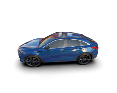 Modern araba arka planda izole edilmiş. 3D görüntüleme - illüstrasyon