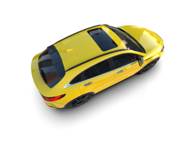 Gri arka planı olan sarı modern bir araba.